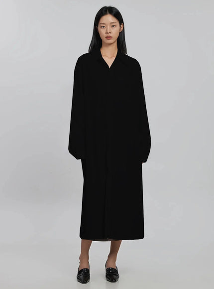 classic-shirt-maxi-dress-id504 / Black