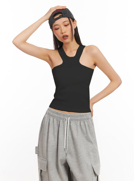 slim-fit-cotton-tank-top-ia504 / Black