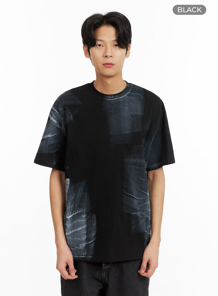 mens-graphic-round-neck-t-shirt-ia402 / Black