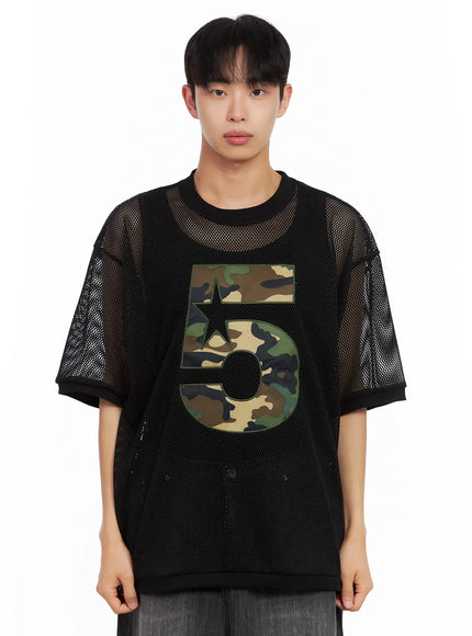 mens-mesh-star-jersey-tee-il516 / Black