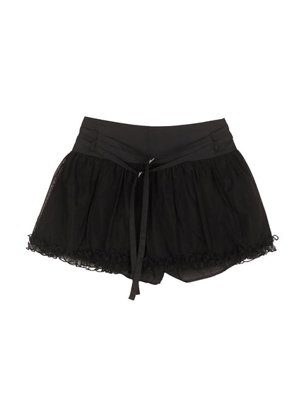 royal-lace-frill-mini-skirt-im528 / Black