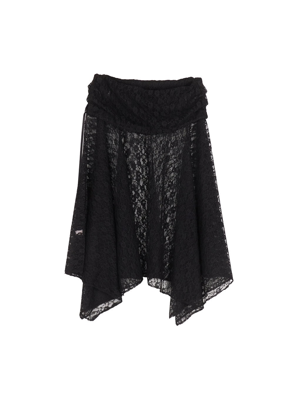 lace-flare-handkerchief-midi-skirt-iy502 / Black