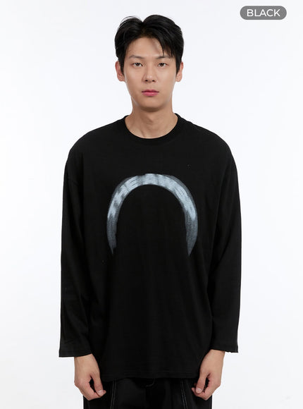 mens-graphic-cotton-long-sleeve-t-shirt-ig427 / Black