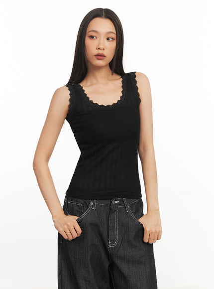 Lace-Trim Fitted Tank IA507