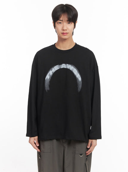 Men's Graphic Cotton Long Sleeve Shirt IA510