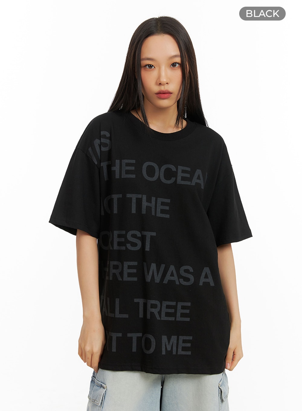 lettering-oversized-t-shirt-ia417 / Black