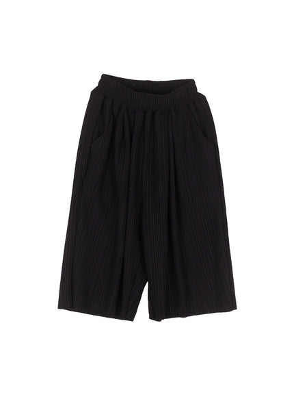 mens-pleated-wide-fit-shorts-iu512 / Black