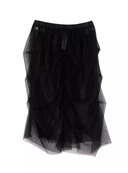 elegant-tulle-overlay-midi-skirt-im530 / Black