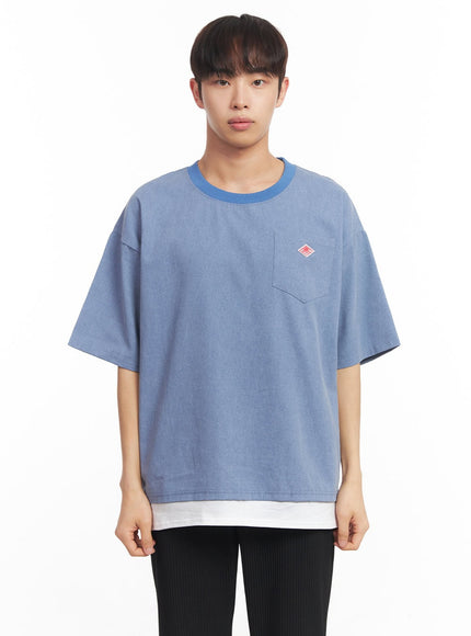 mens-oversized-washed-t-shirt-ia521 / Blue