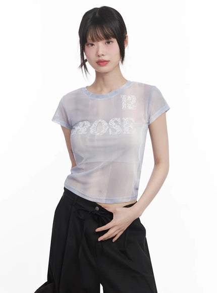 sheer-graphic-tee-iu525 / Blue