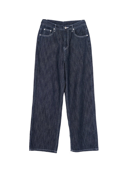 sloane-high-rise-stitched-baggy-jeans-iy507 / Blue