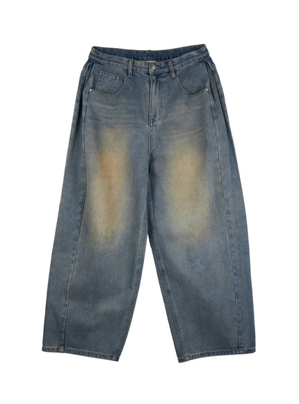 mens-washed-wide-leg-denim-jeans-id431 / Blue