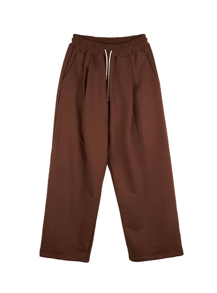 mens-pintuck-wide-leg-sweatpants-in426 / Brown