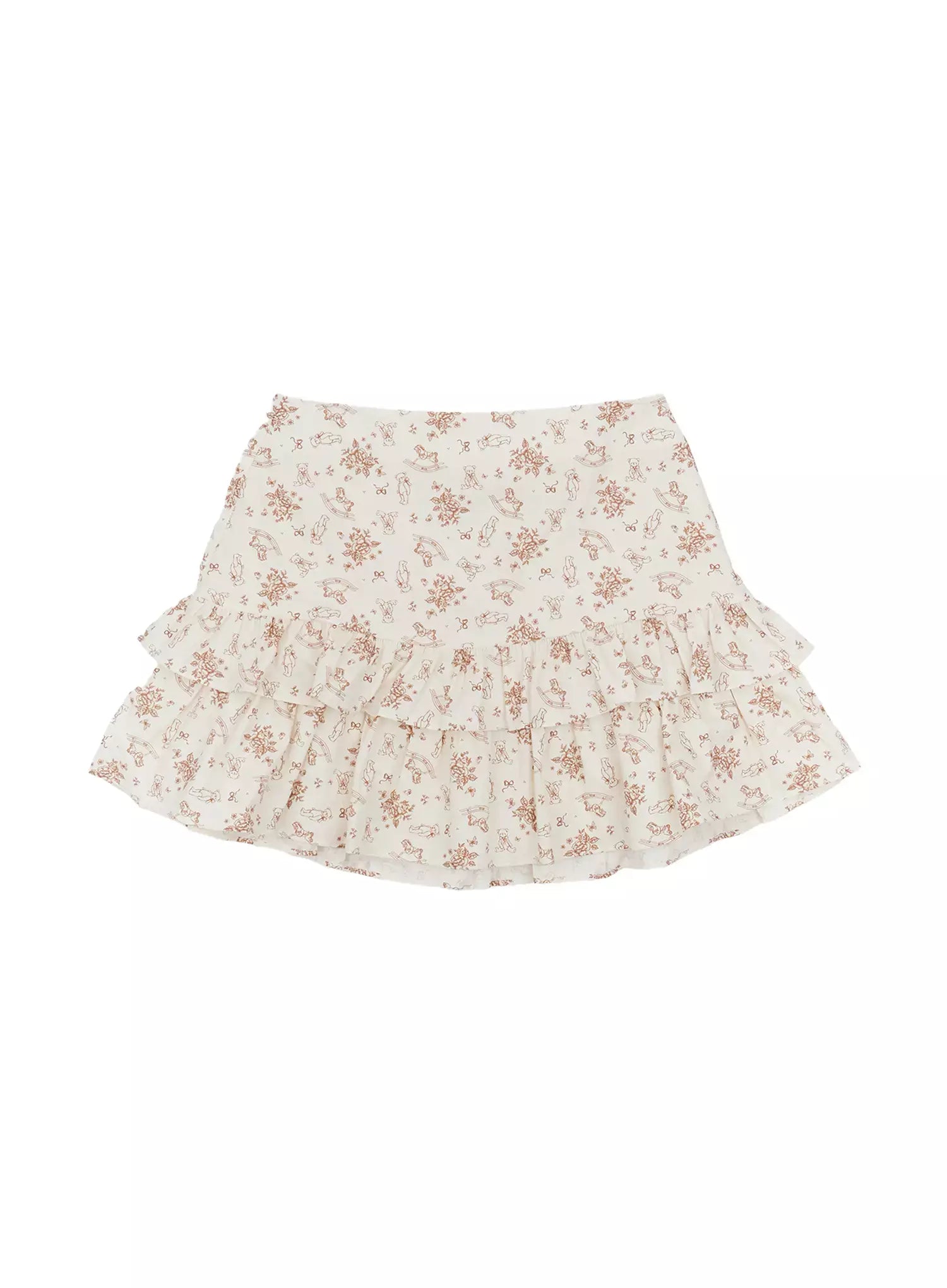 floral-layered-mini-skirt-im509 / Brown