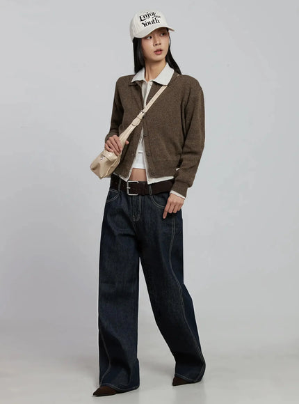 classic-collar-knit-cardigan-im520 / Brown