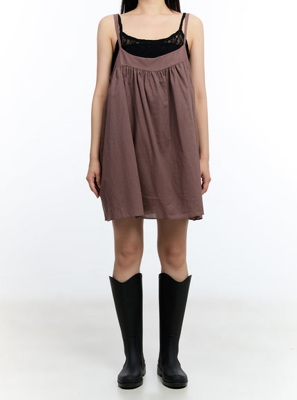 shirred-cami-mini-dress-iu503 / Brown