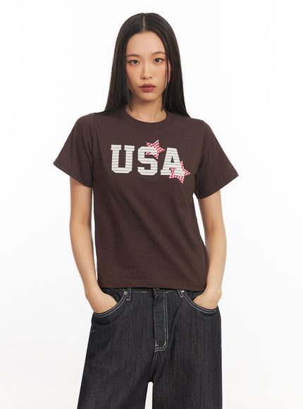 cotton-graphic-t-shirt-ia507 / Brown
