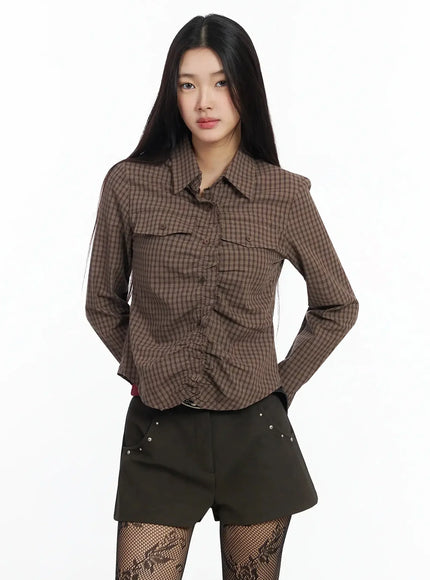 Stylish Check Ruffled Blouse IM530