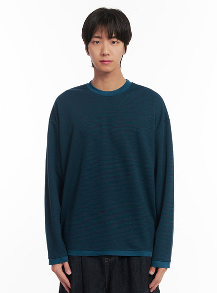 mens-thin-stripe-sweatshirt-ia511 / Dark blue