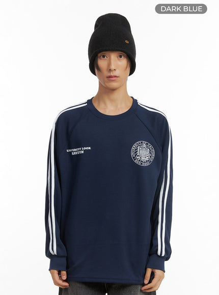 mens-striped-logo-shirt-io417 / Dark blue