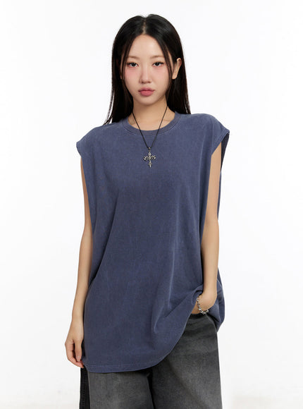 relaxed-fit-washed-tank-top-iu509 / Dark blue