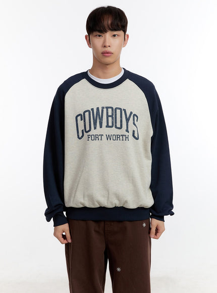 mens-graphic-long-sleeve-raglan-sweatshirt-ia504 / Dark blue
