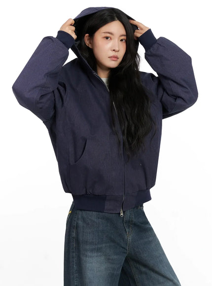 quilted-lined-hooded-zip-up-jacket-in528 / Dark blue