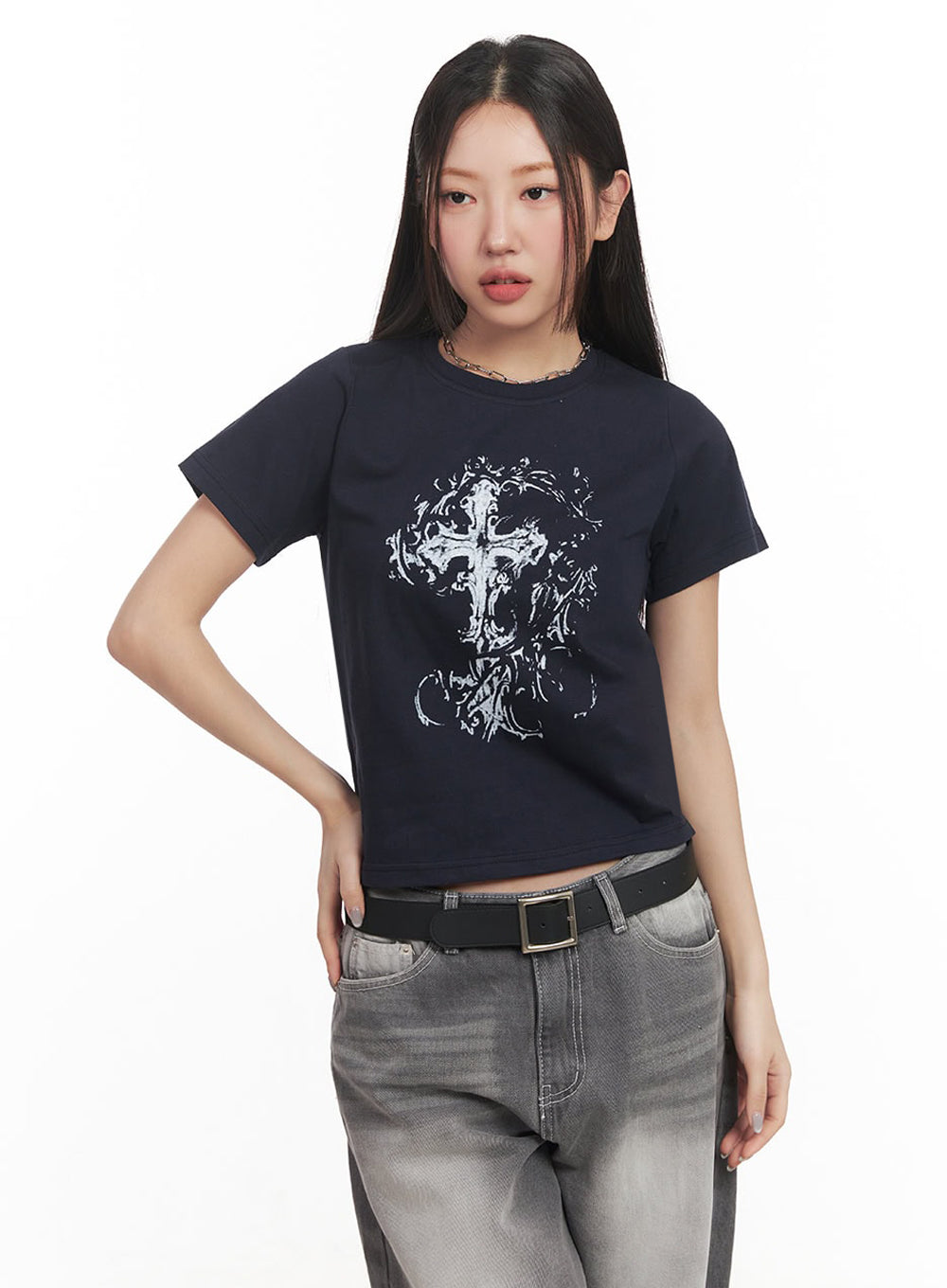 graphic-cross-t-shirt-im524 / Dark blue