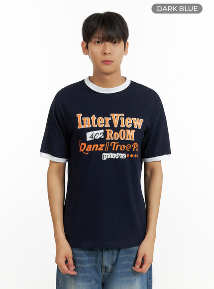 mens-contrasting-graphic-t-shirt-iu419 / Dark blue