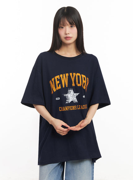 ny-graphic-oversize-t-shirt-iy502 / Dark blue