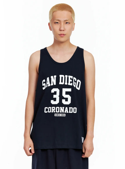 mens-san-diego-graphic-sleeveless-top-il514 / Dark blue