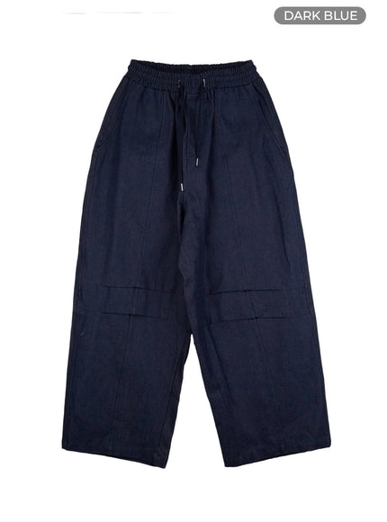 mens-slick-pocket-wide-leg-pants-io402 / Dark blue