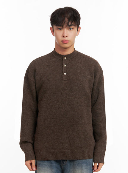 mens-classic-buttoned-knit-sweater-id431 / Dark brown