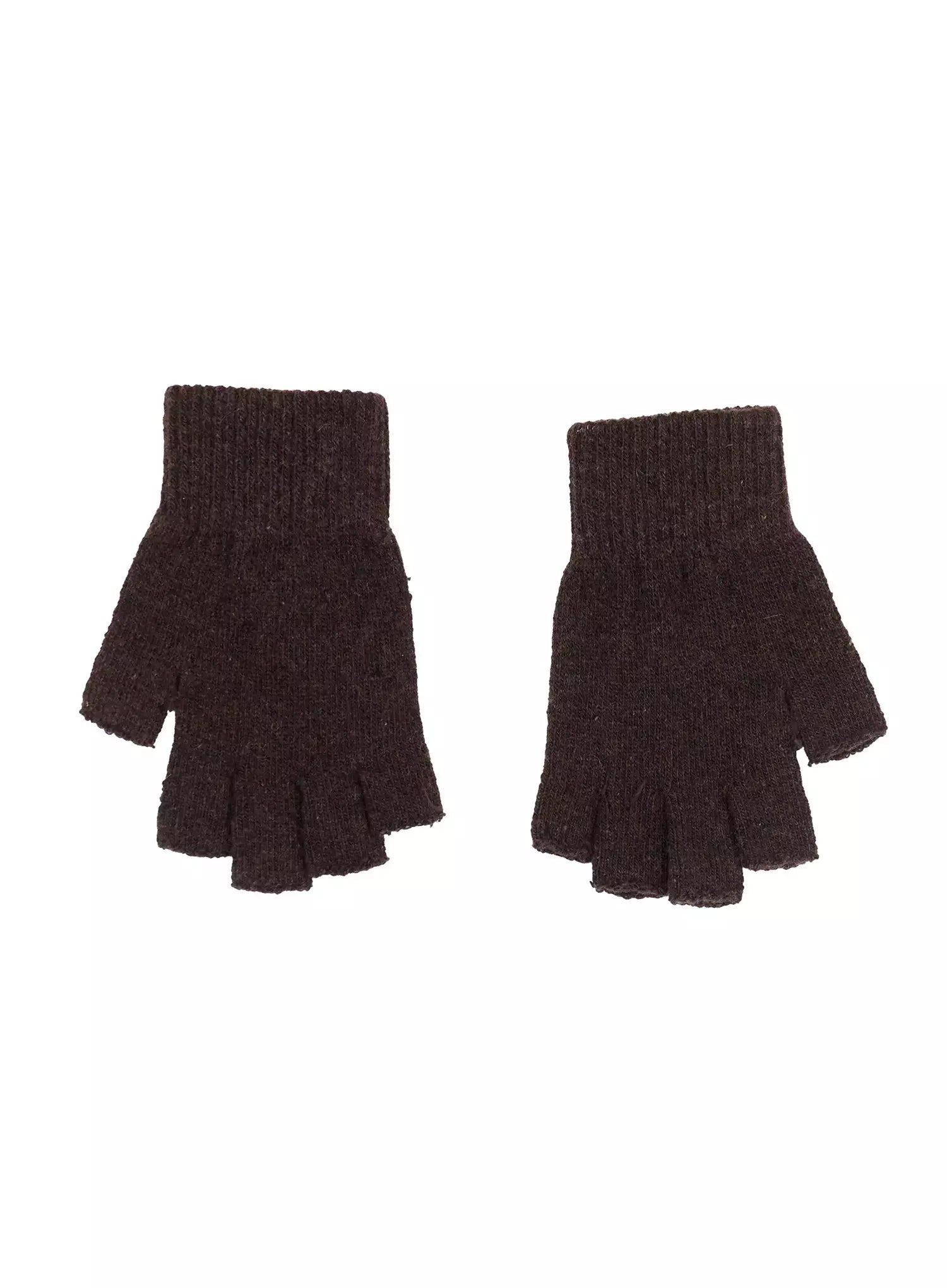knit-fingerless-gloves-in503 / Dark brown