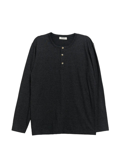mens-henley-neck-long-sleeve-tee-ig512 / Dark gray