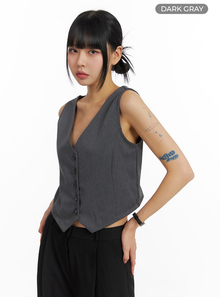 solid-buttoned-vest-im414 / Dark gray