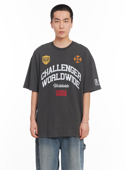 mens-oversized-graphic-t-shirt-iy505 / Dark gray