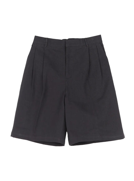 mens-pleat-bermuda-shorts-ig501 / Dark gray
