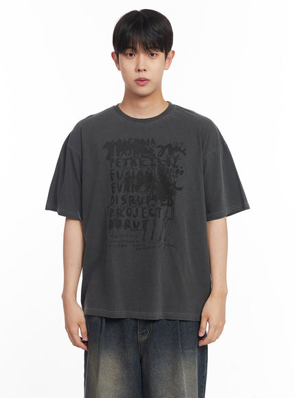 mens-cotton-bliss-graphic-t-shirt-iy522 / Dark gray