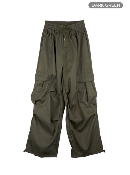 mens-basic-wide-cargo-pants-io420 / Dark green