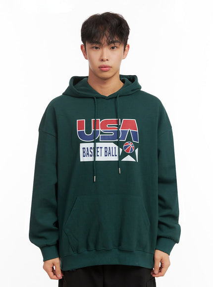 mens-casual-graphic-hoodie-id427 / Dark green