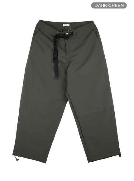 mens-belted-wide-leg-trousers-ig409 / Dark green