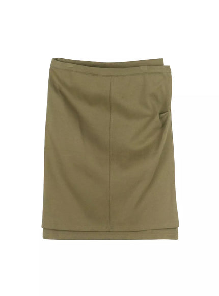 versatile-double-layered-midi-skirt-co517 / Dark green