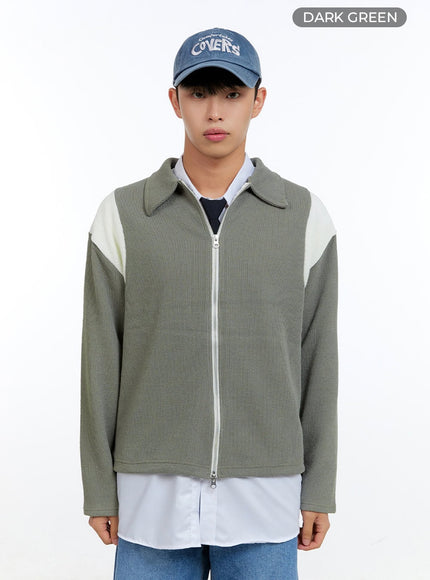 mens-knit-zip-up-jacket-ig416 / Dark green