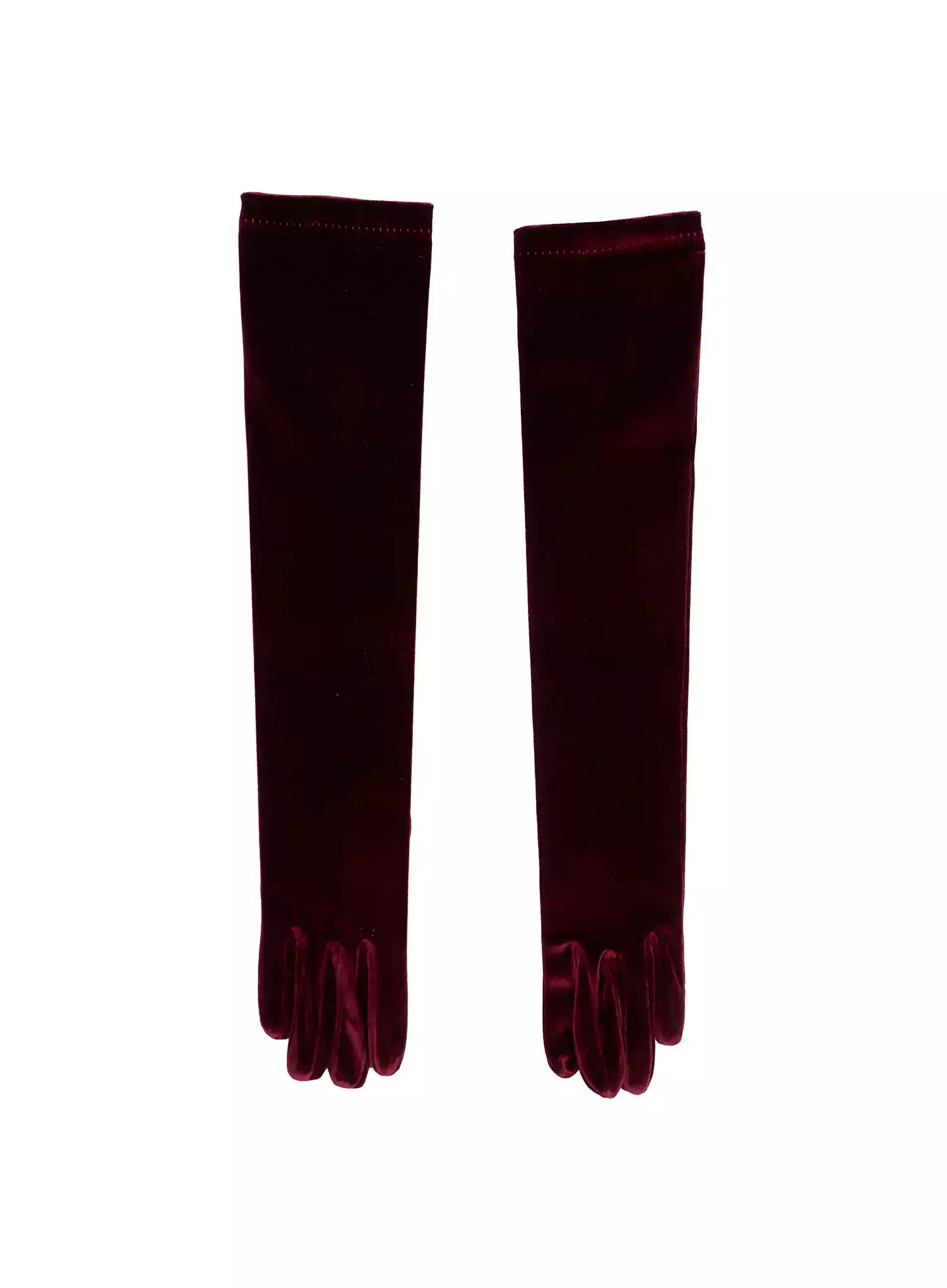 chic-velvet-long-gloves-in507 / Dark red
