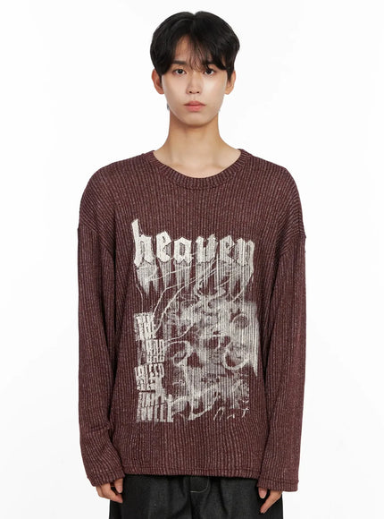 Men's Striped Graphic Knit Long Sleeve IO516