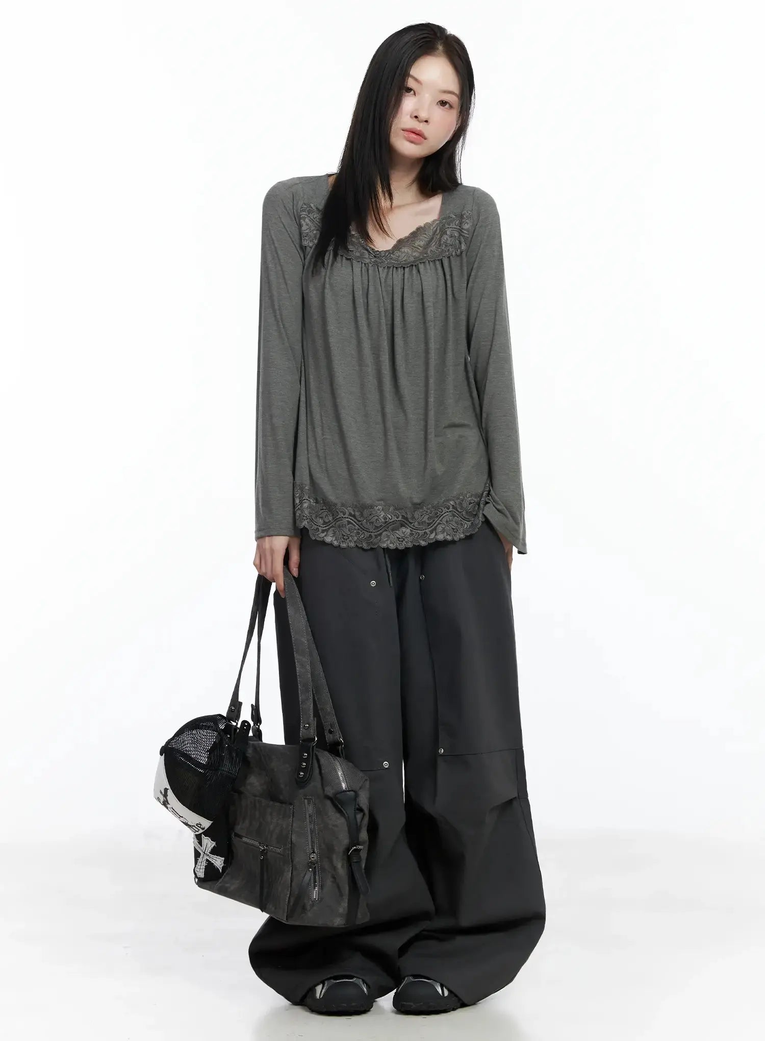 vintage-style-lace-blouse-im509 / Dark green