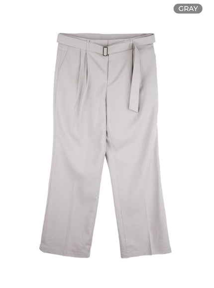 mens-buckle-waist-wide-fit-pants-il412 / Gray