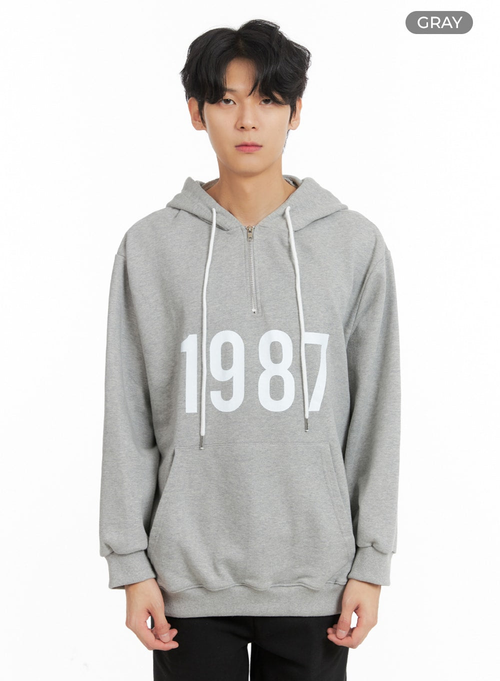 mens-hooded-sweatshirt-with-zip-ia401 / Gray