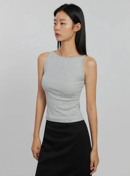 boatneck-crop-tank-top-ij508 / Gray